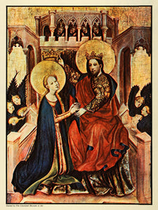 1936 Print Coronation Virgin Mary Jesus Royalty Soest Halo Heaven FZ2