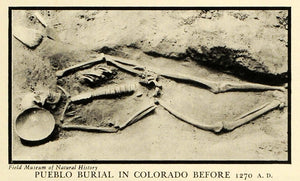 1936 Print Pueblo Burial Skeleton Colorado Museum Bowl Native American FZ2