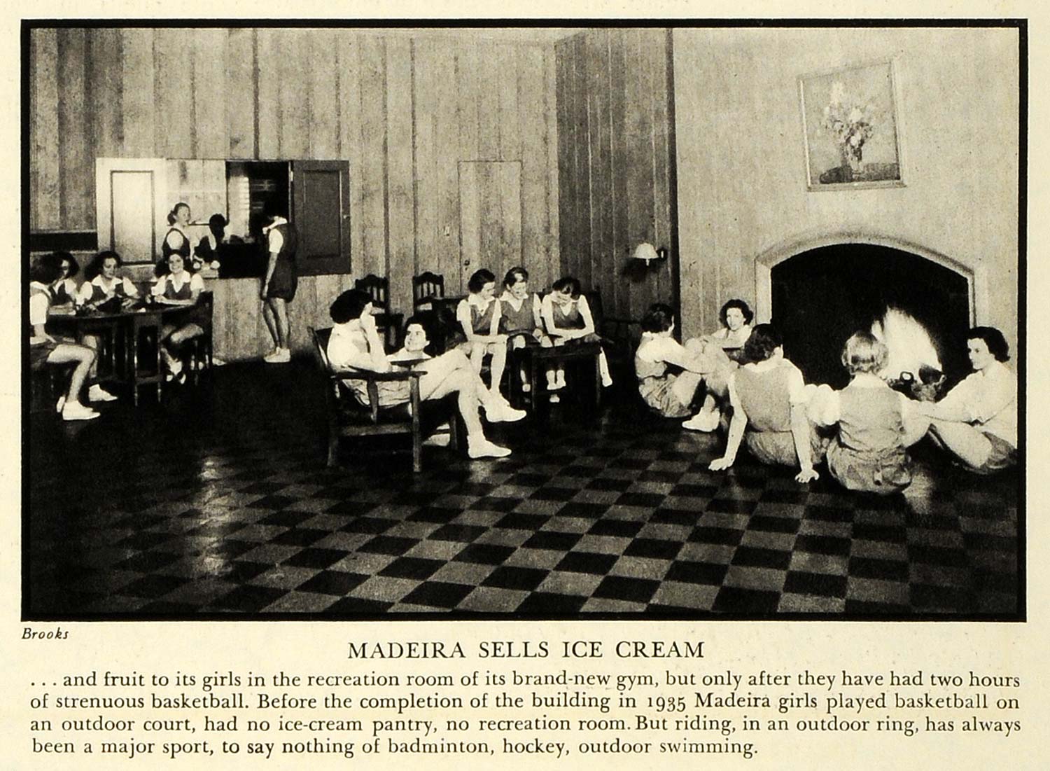 1936 Print Madeira Girls School Virginia Gym Basketball Brooks Ice Cream FZ2