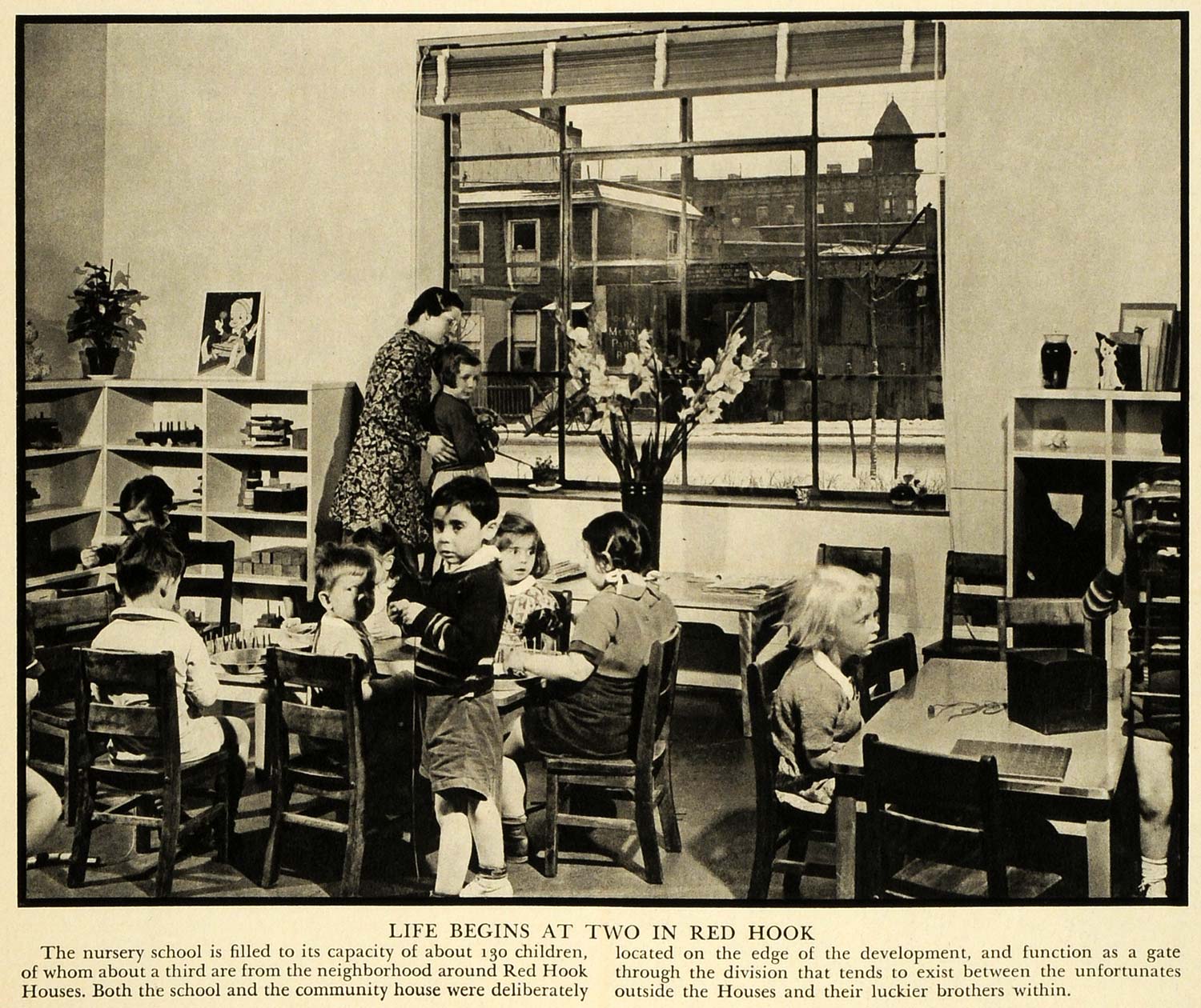 1940 Print Red Hook Nursery School Children Brooklyn New York City Kids FZ2