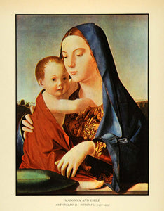 1937 Print Madonna Child Antonello da Messina Artwork Religion Mary Jesus FZ3