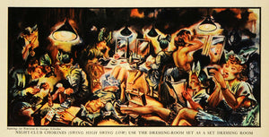 1937 Print Georges Schreiber Night Club Chorines Dressing Room Nude Costume FZ3