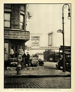 1937 Print Beach Manhattan New York City James Slip Norman Taylor Boat FZ3