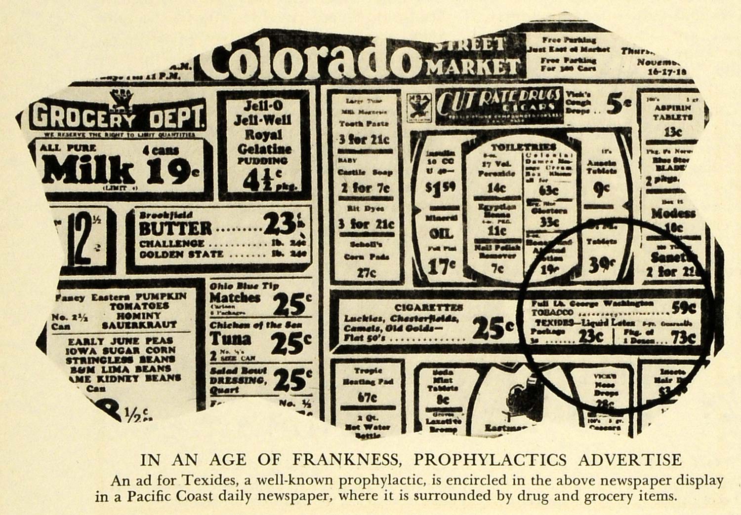 1938 Print Colorado Prophylactic Texide Pharmacy Drug Package Medical FZ3