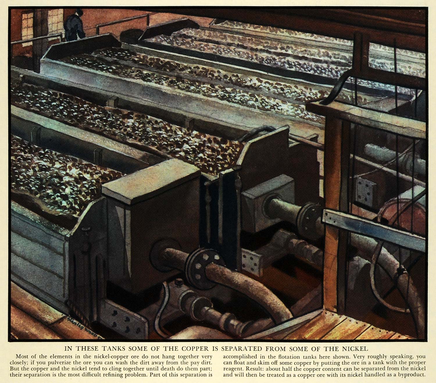 1934 Print Stanley Wood Nickel Copper Tank Metal Ore Cliff Sudbury Canada FZ3