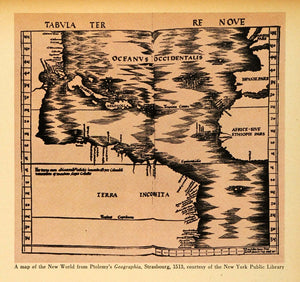 1942 Print New World Ptolemy Geographia Strasbourg New York Public Library FZ3