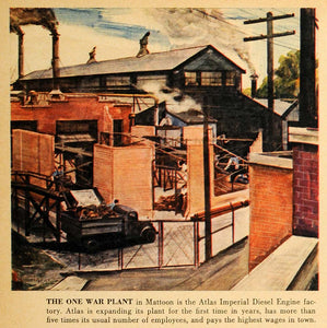 1942 Print Mattoon Illinois Atlas Imperial Diesel Engine World War II FZ3