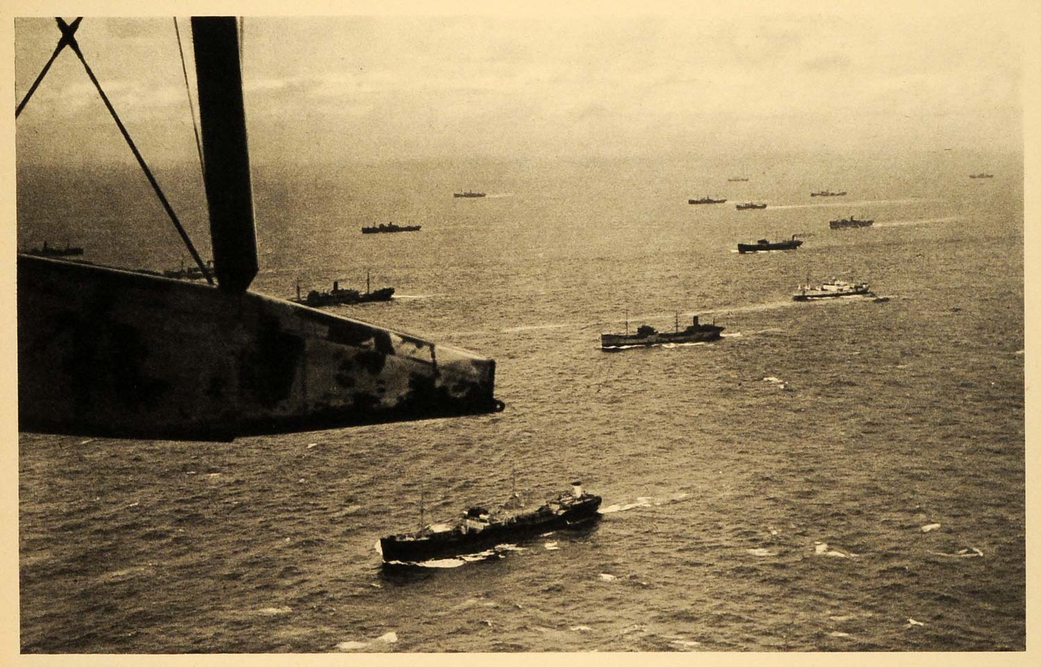 1942 Print United Nations Convoy Ship Destroyers Cargo World War II Military FZ3