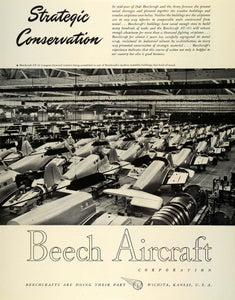 1942 Ad WWII Beech AT10 Aircraft Military Army Air Force War Production FZ4