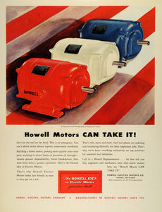 1942 Ad Howell Electric Motors WWII Patriotic Colors War Production Efforts FZ4