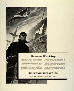1942 Ad American Export WWII Air Force Navy Fighter Ship Airplane War FZ4