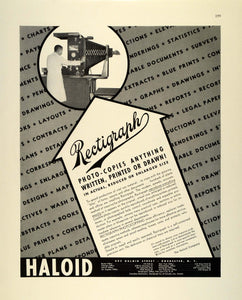 1942 Ad Haloid Rectigraph Vintage Photocopy Machine Reproduction Office FZ4