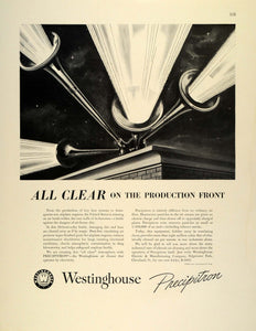 1942 Ad Westinghouse Precipitron Air Filter Airplane Engines War Production FZ4