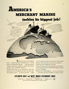 1942 Ad Atlantic Gulf West Indies Steamship Cruise Ship Liners Merchant FZ4