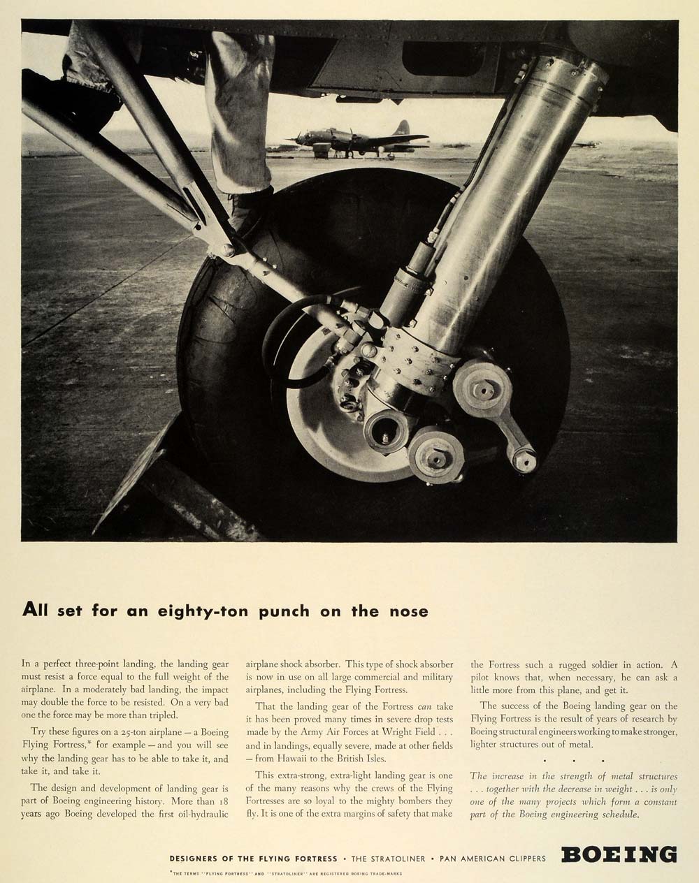 1942 Ad Boeing Flying Fortress WWII War Airplanes Aviation Army Wright Air FZ4