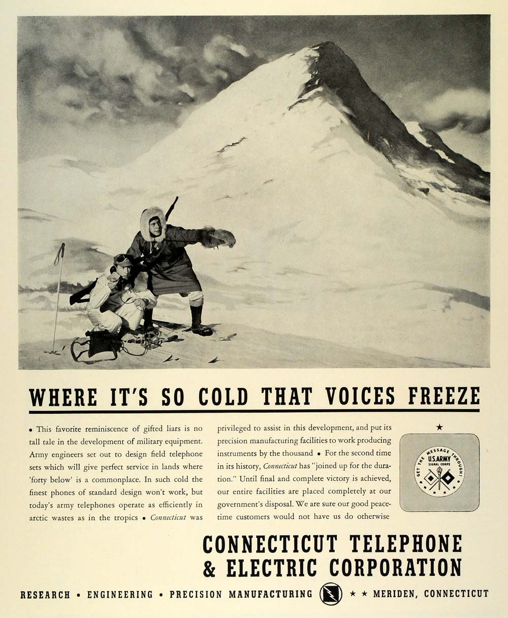 1942 Ad Connecticut Telephone Electric Military Equipment WWII Arctic FZ4