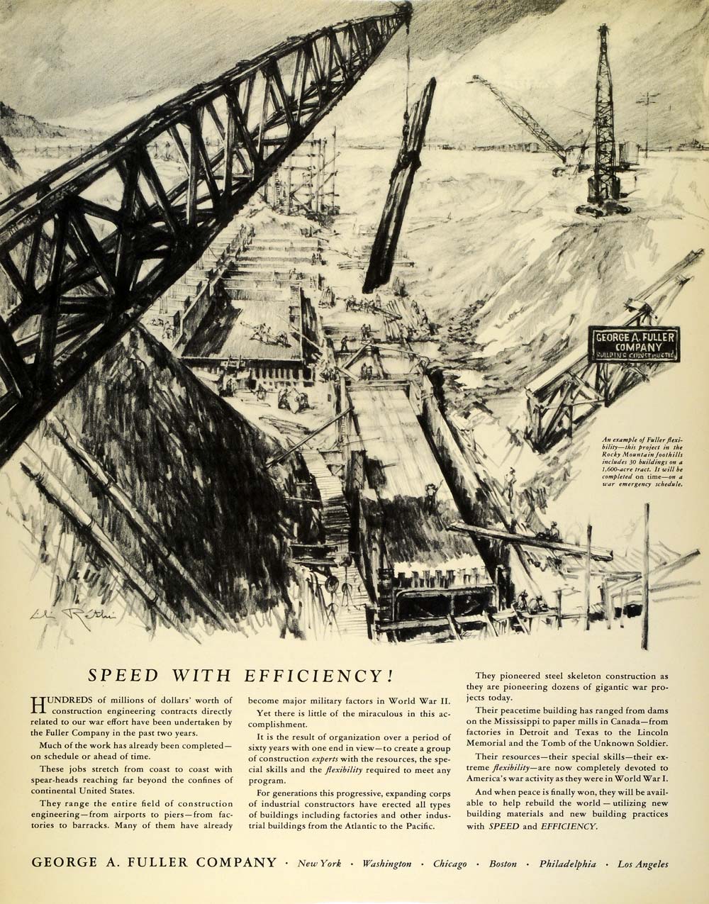1942 Ad George A. Fuller Construction Machinery Engineering WWII Wartime FZ4