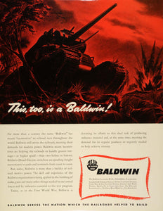 1942 Ad Baldwin Locomotive Works World War II Army Tank Diesel Electric FZ4