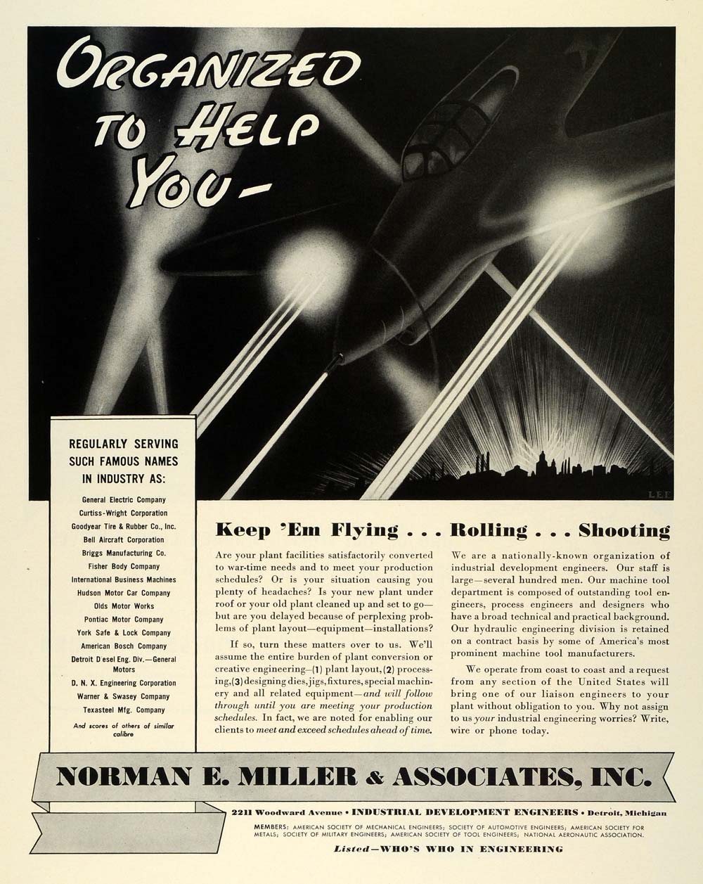 1942 Ad Norman E Miller Associated World War II Plane Tool Hydraulic FZ4