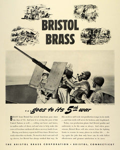 1942 Ad Bristol Brass United States Navy World War II Machine Guns Troops FZ4