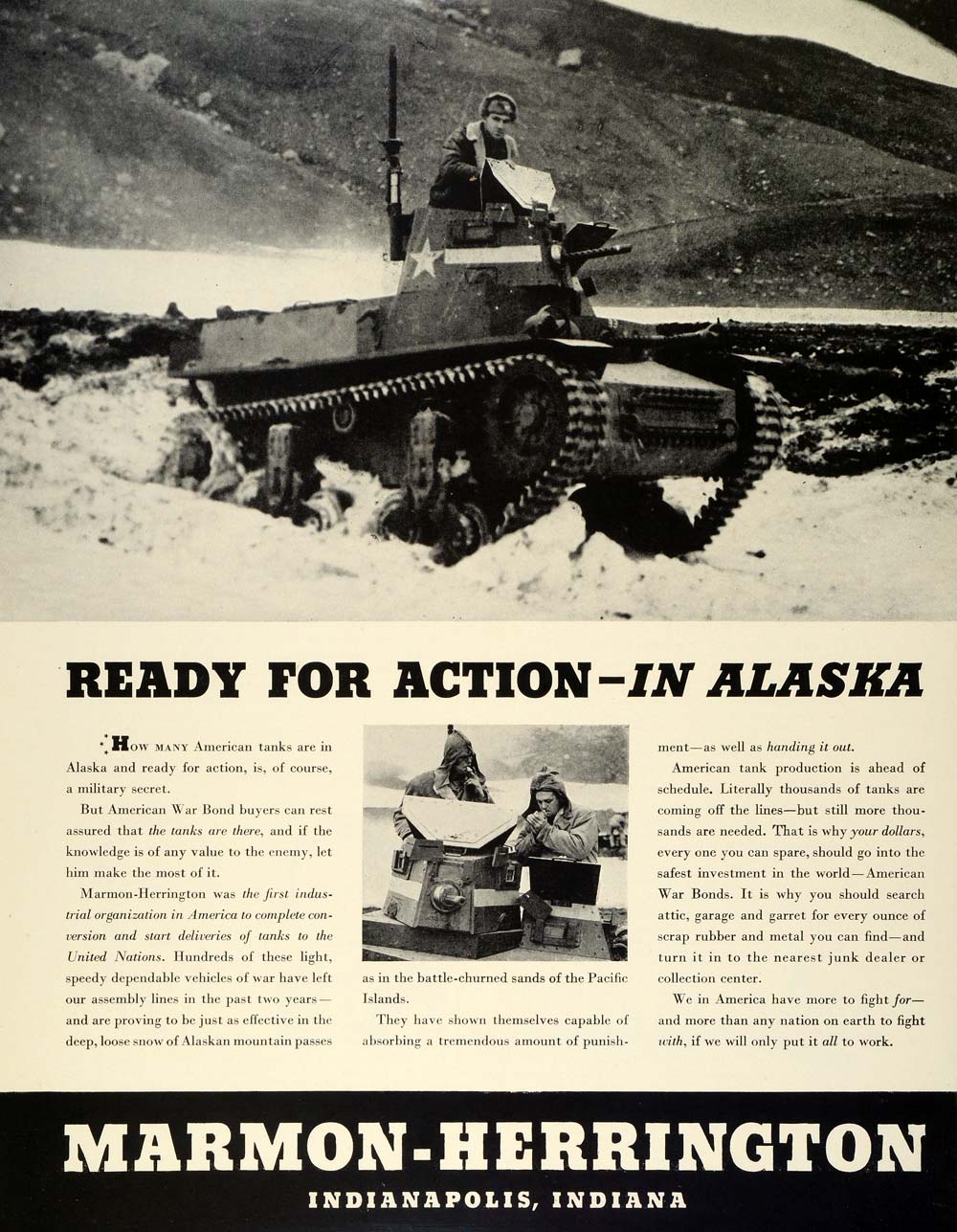 1942 Ad Marmon Herrington Alaska Army Tanks Production Troop World War II FZ4