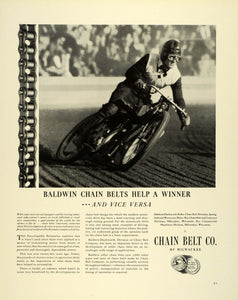 1941 Ad Chain Belt Co Milwaukee Wisconsin Motorcycle Race Competition FZ5