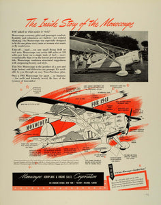 1941 Ad Monocoupe Aeroplane & Engine Sales Orlando Aircraft Vintage Plane FZ5