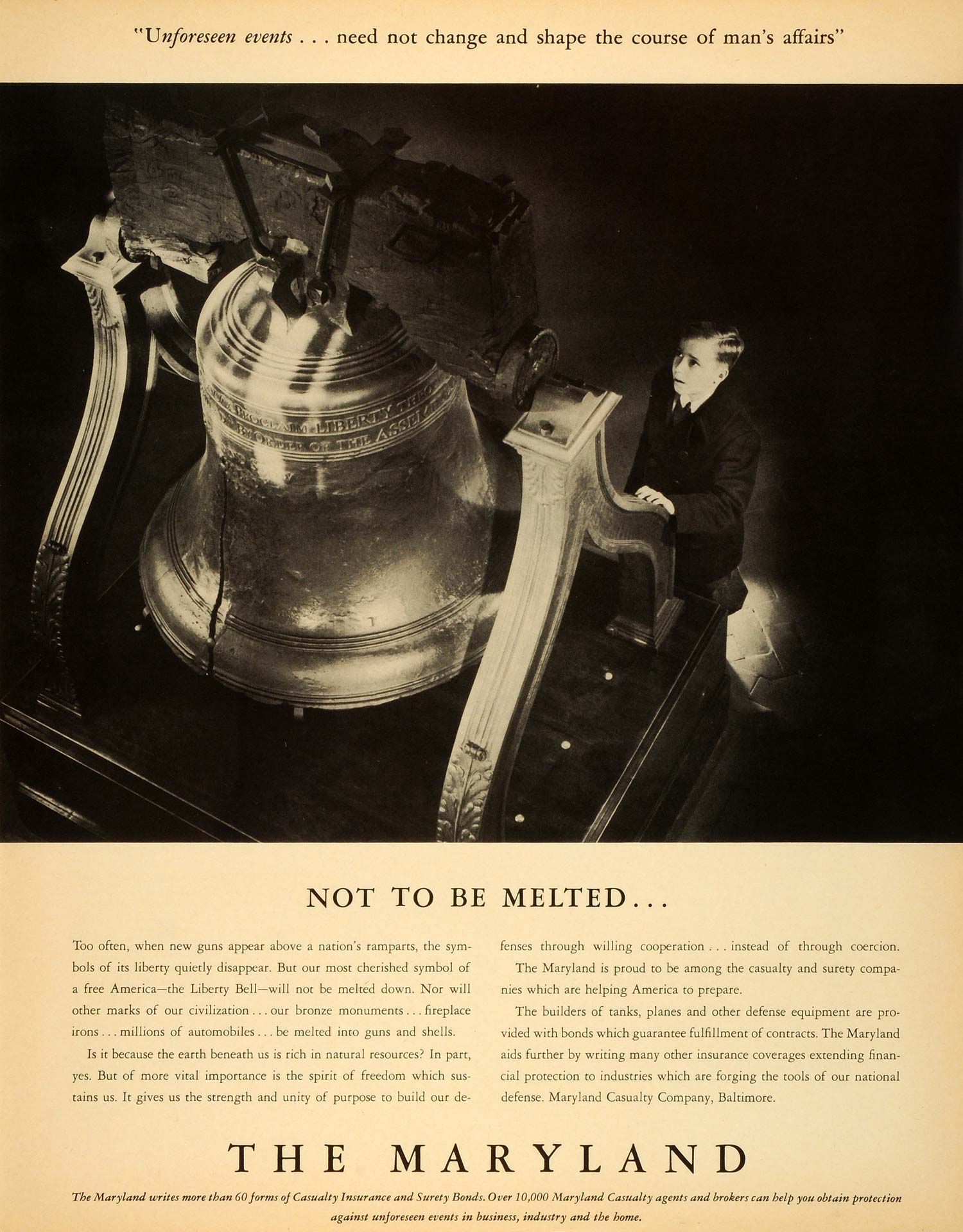 1941 Ad Maryland Casualty Baltimore Liberty Bell Independence Symbol PA FZ5