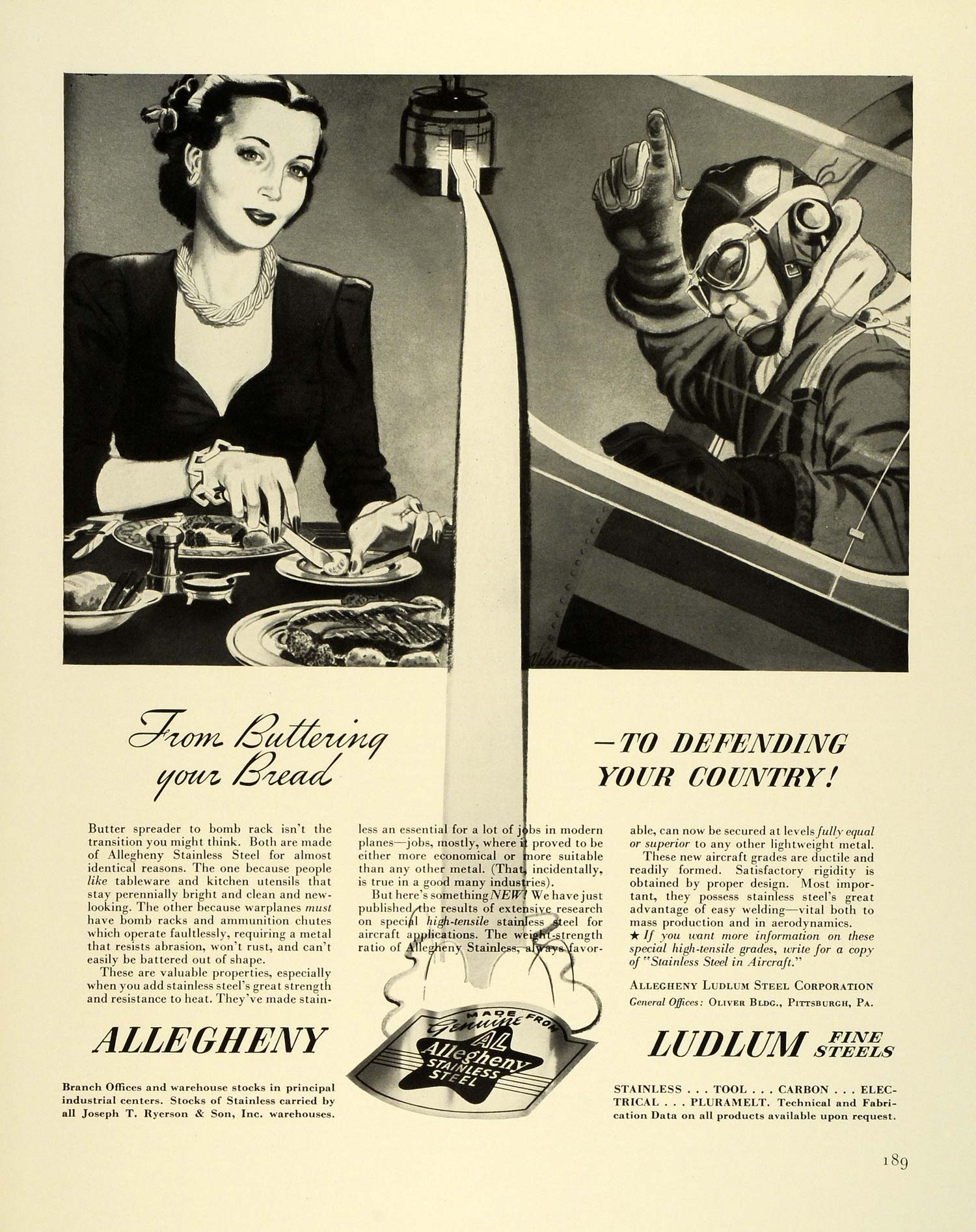 1941 Ad Allegheny Ludlum Steel Corp Stainless Steels Material bProducts FZ5