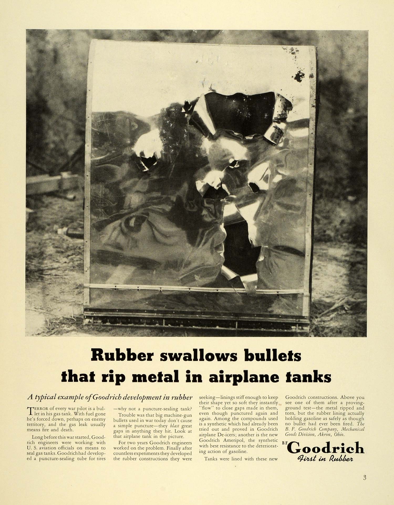 1941 Ad B F Goodrich Co Mechanical Goods Division Akron Ohio Metal Rubber FZ5