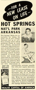 1941 Ad Hot Springs National Park Arkansas FDA Sanatorium Health Medical FZ5