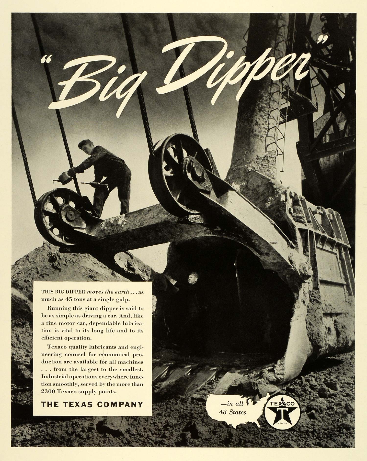 1941 Ad Texas Texaco Petroleum Oil Lubricants Big Dipper Construction FZ5