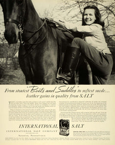 1941 Ad International Salt Tanned Leather Cowhide Horseback Riding Saddles FZ5
