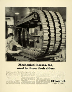 1941 Ad BF Goodrich Rubber Crawler Tank Traction Tires Industrial Machinery FZ5