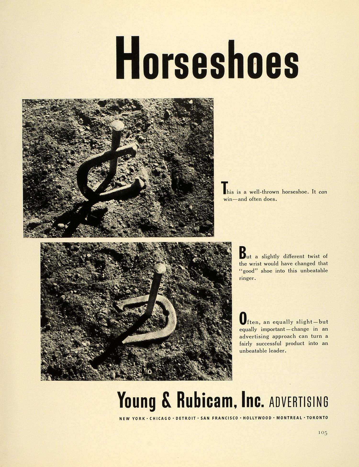 1941 Ad Young Rubicam Advertising Agency Firm Horseshoes Game Outdoor FZ5