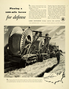 1941 Ad Bell Burying Transcontinental Long Distance Telephone Utility Lines FZ5