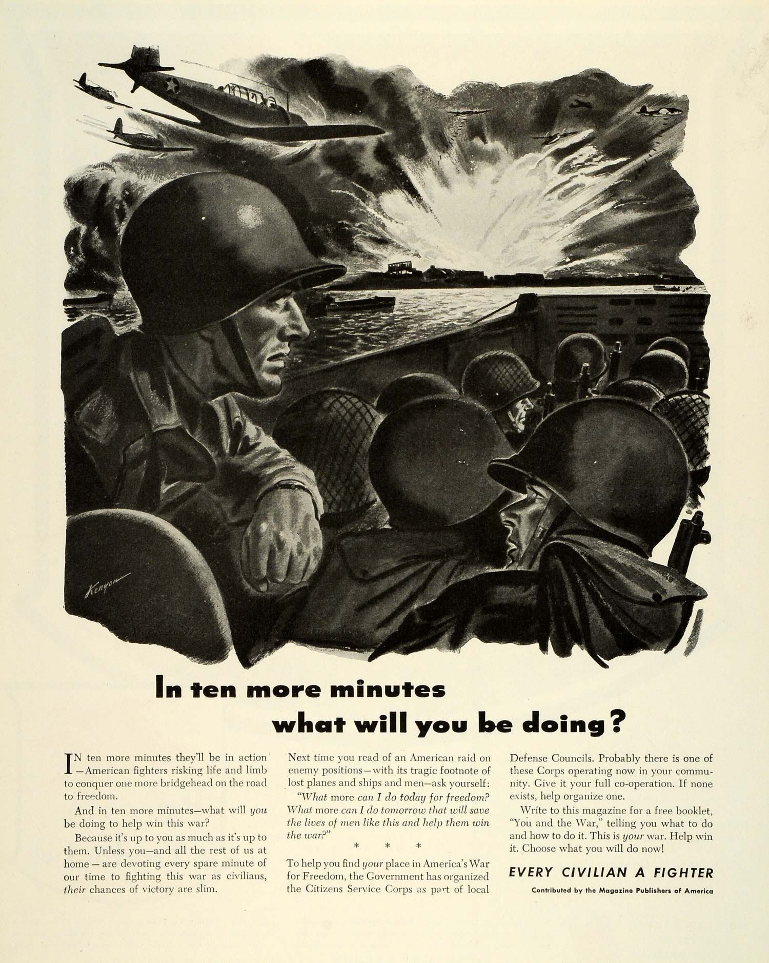 1943 Ad Citizens Service Corps WWII Civilians Aid War Efforts Military FZ5