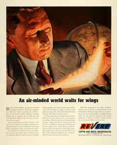 1943 Ad Revere Copper Brass WWII Airplane Wings War Production Metallurgical FZ5