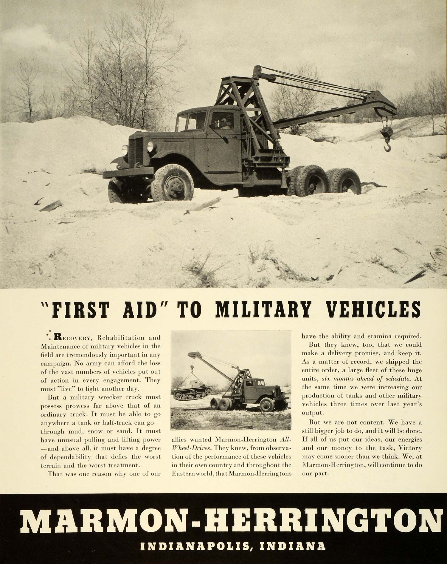 1943 Ad Marmon Herrington WWII All Wheel Drive Military Vehicles War FZ5
