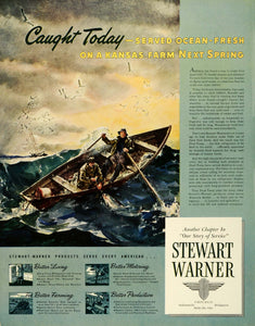 1941 Ad Stewart Warner Dual Temp Refrigerator Appliance Ocean Fishermen FZ5