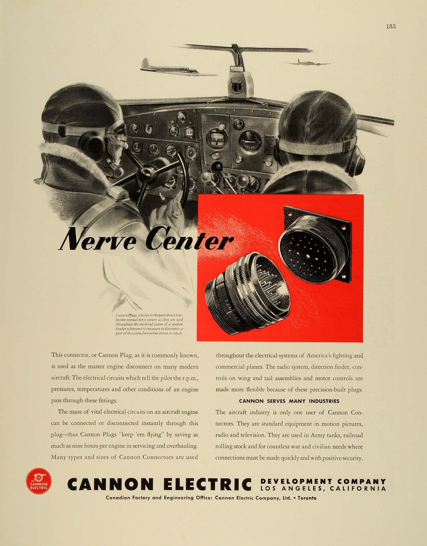 1943 Ad Cannon Electric Development Plugs Connector Audio Supplies Cockpit FZ5