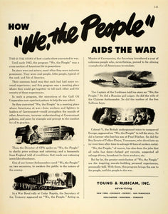 1943 Ad Young & Rubicam Inc New York Advertising Wartime WWII We the People FZ5