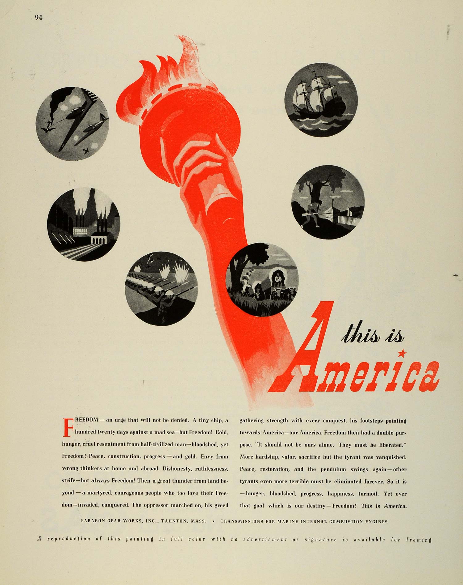 1943 Ad Paragon Gear Works Marine Internal Combustion Engines Ships WWII FZ5