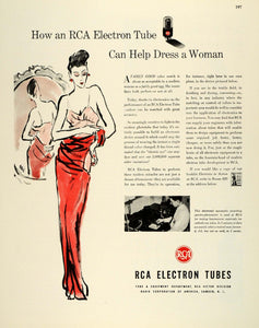 1943 Ad Radio America RCA Electron Tubes Red Night Dress Electronic Eric Art FZ5