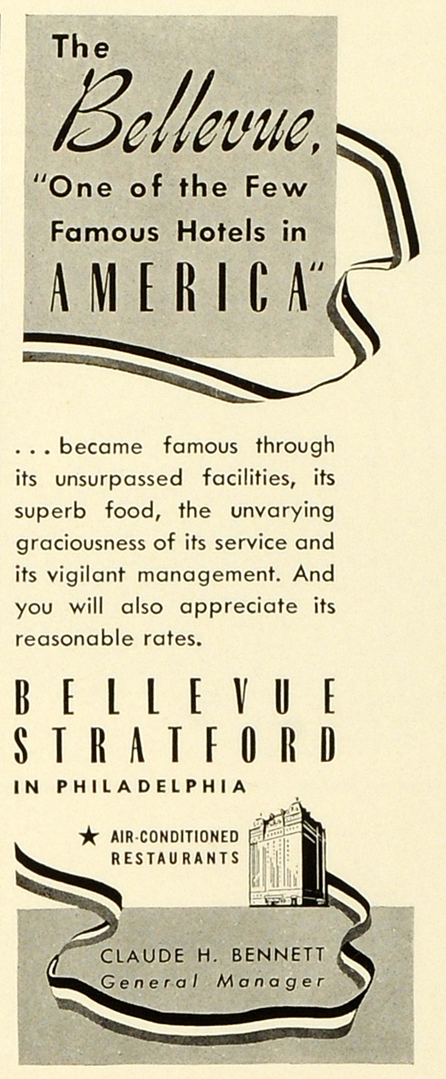 1941 Ad Bellevue-Stratford Hotel Broad & Walnut Streets Philadelphia PA FZ5