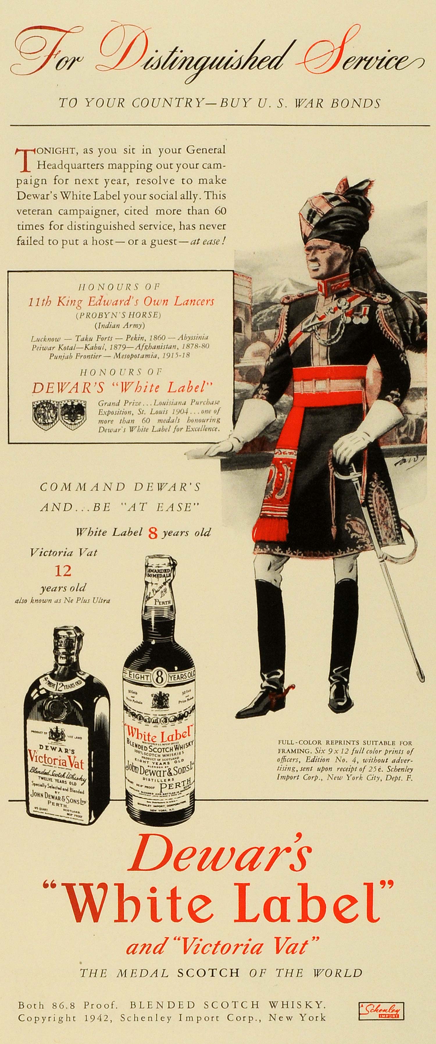 1943 Ad Schenley Import Corp Dewar's White Label Victoria Vat Whiskey Liquor FZ5