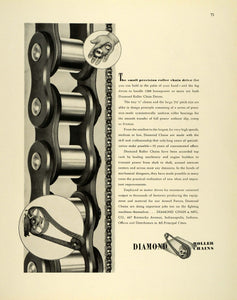 1942 Ad Diamond Chain Manufacturing World War II Machinery Engineering Motor FZ5