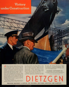 1943 Ad Eugene Dietzgen Ship Boat Vessel Equipment Engineer Blueprint FZ6