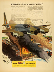 1943 Ad Nash Kelvinator Mosquito Detroit Michigan Scrap Metal Airplane Fire FZ6