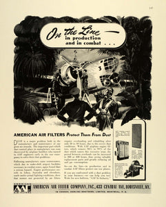 1942 Ad AAF American Air Filter WWII War Production Airplane Engine Dust FZ6